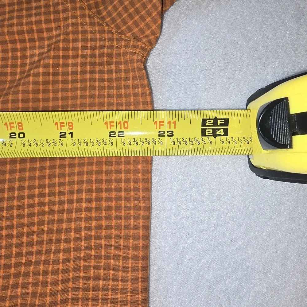 The North Face Hiking Camp Shirt Men's L Orange Plaid Button Up‎ Outdoor EUC